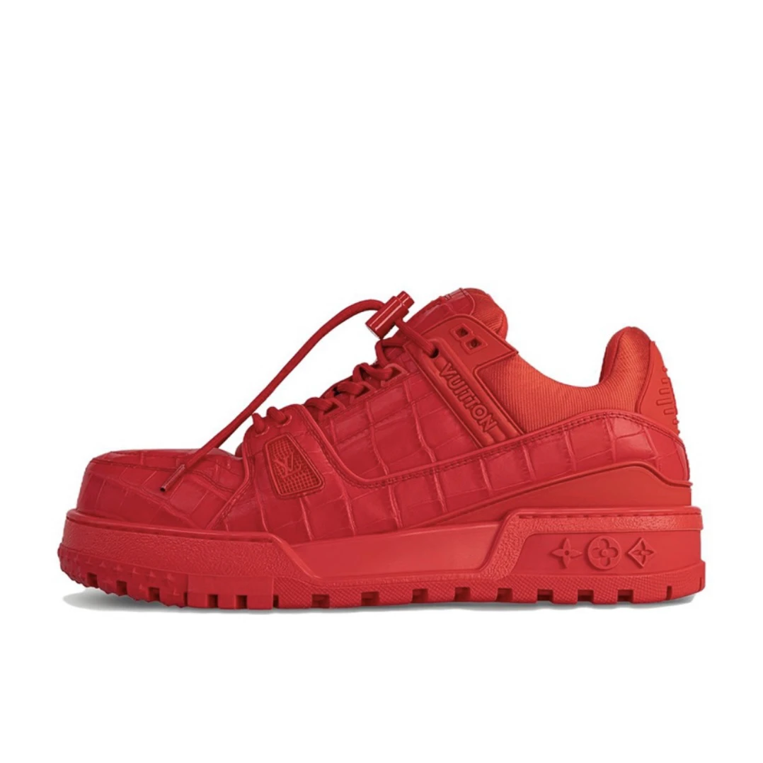 全新未使用 LV LOUIS VUITTON Trainer Maxi 鳄鱼皮 红色