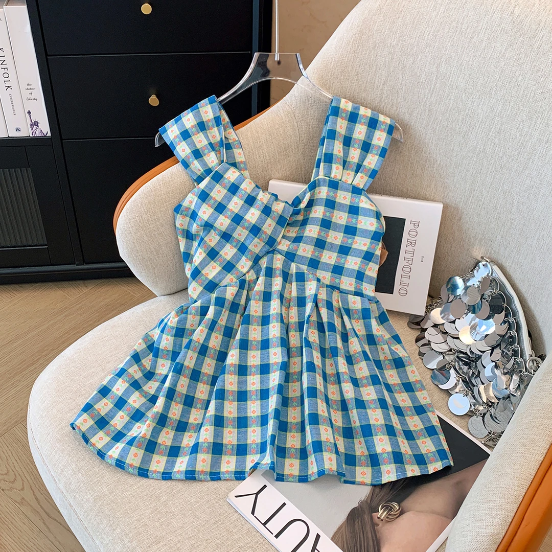 扭结提花格子碎花吊带背心女2025新款甜辣减龄外穿无袖小衫上衣