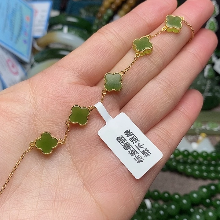 和田玉银S925镶嵌手链