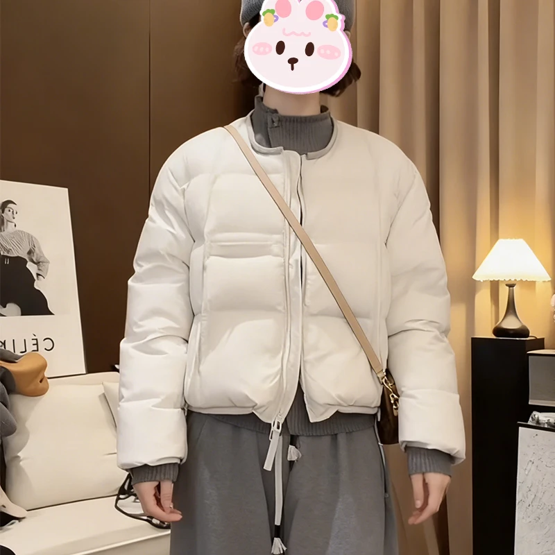 时尚简约圆领棉服女2025冬季新款超好看加厚保暖宽松显瘦减龄上衣