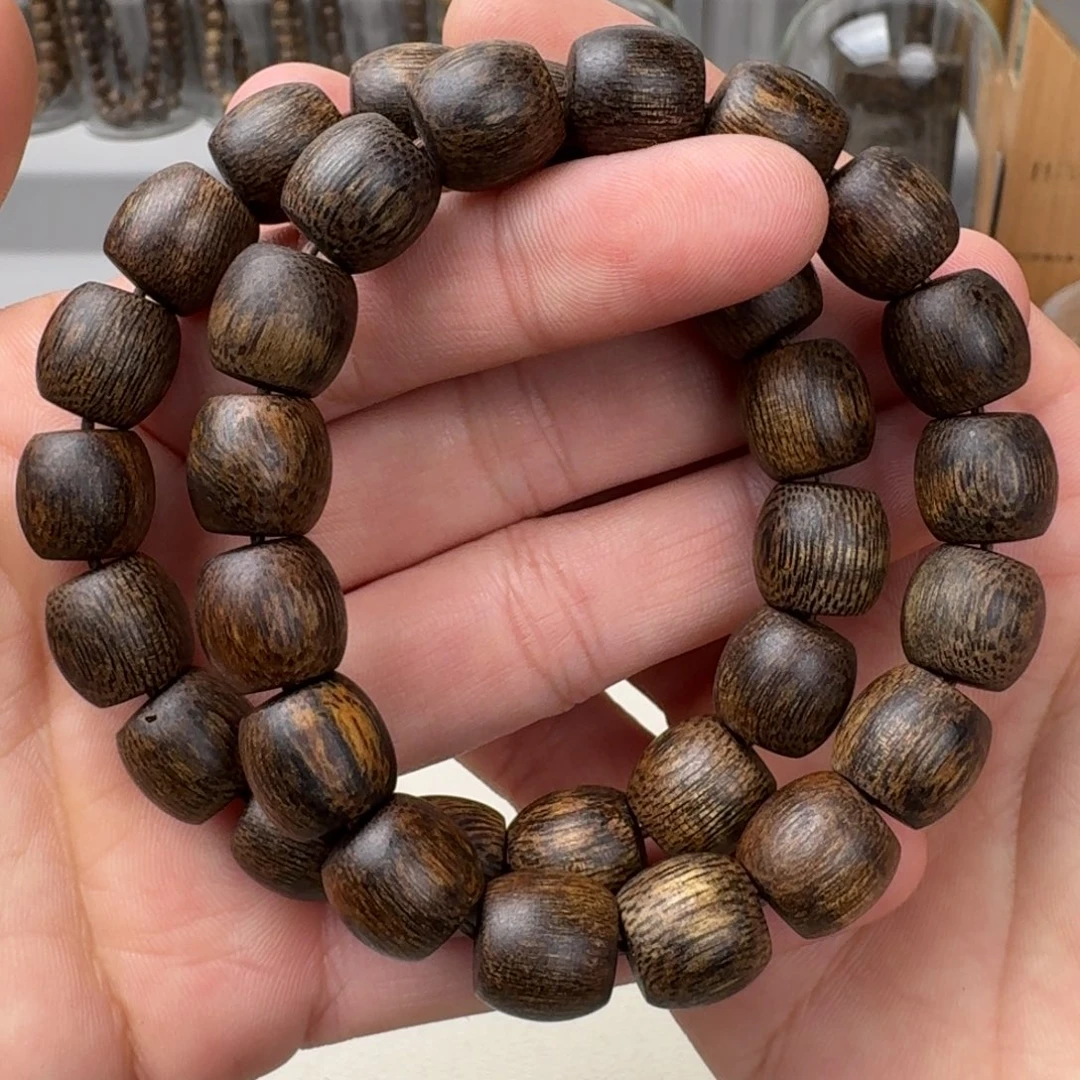 沉香手串鑫沉香西马鼓珠沉水卡11+保19+克手串多样性发一