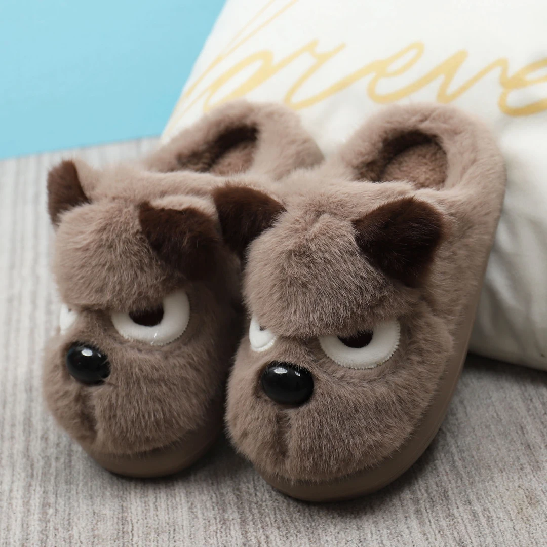 儿童卡通棉拖鞋男童冬季室内家居中大童软底轻便防滑男孩毛毛拖鞋