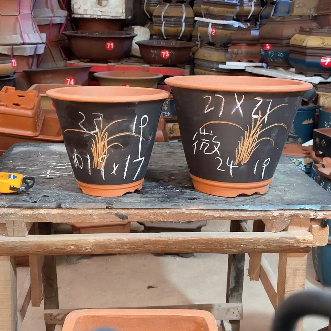 紫砂花盆斗盆两个