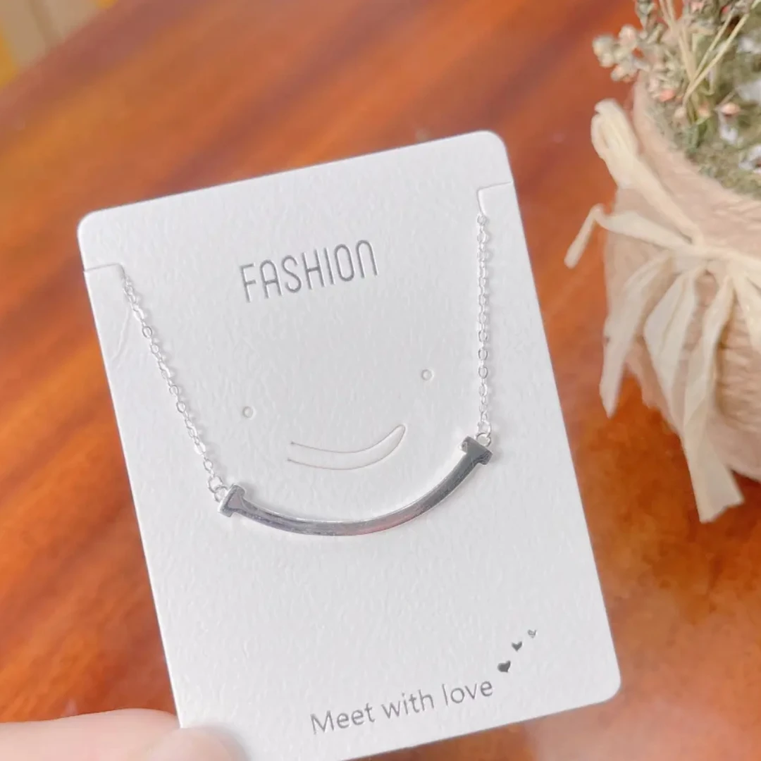 坠链均足银 足银990微笑笑脸套链可调节万能项链