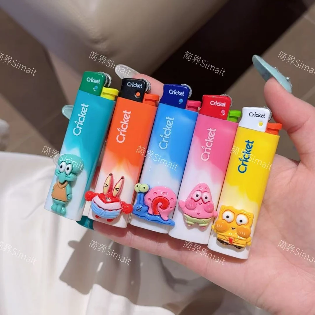 “海绵宝宝”打火机diy进口草蜢瑞典砂轮明火防爆一次性男士可爱