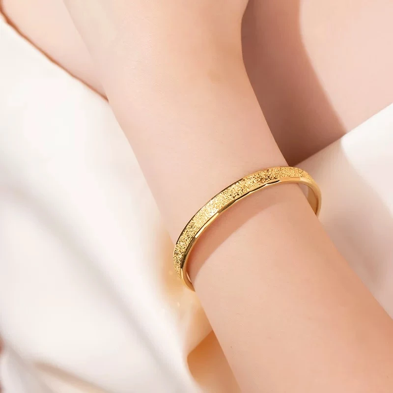 墨染霖 足银手镯 流光手镯女款气质轻奢时尚百搭简约磨砂经典