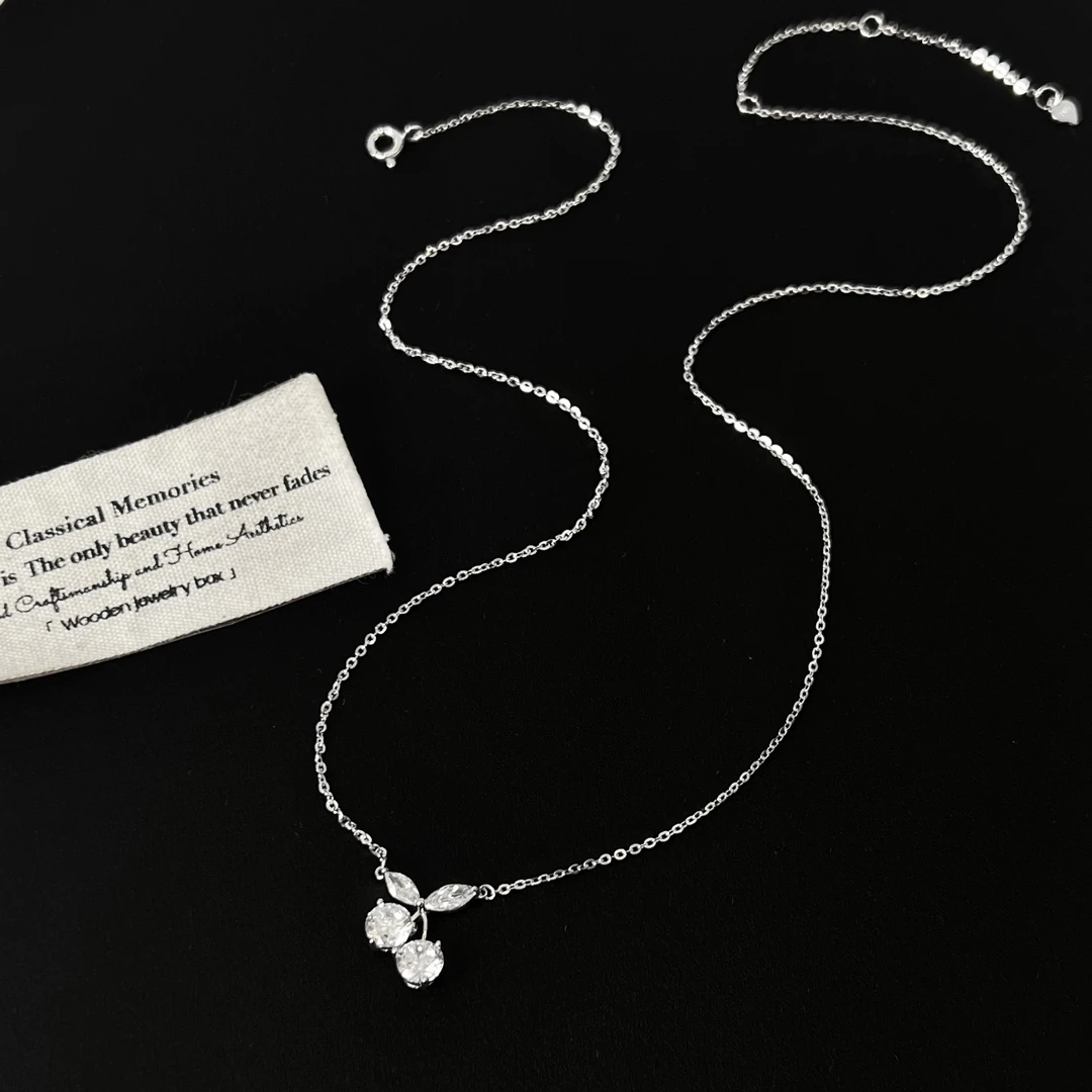 坠链均925银锆石 【爆闪樱桃】小樱桃锆石项链1331