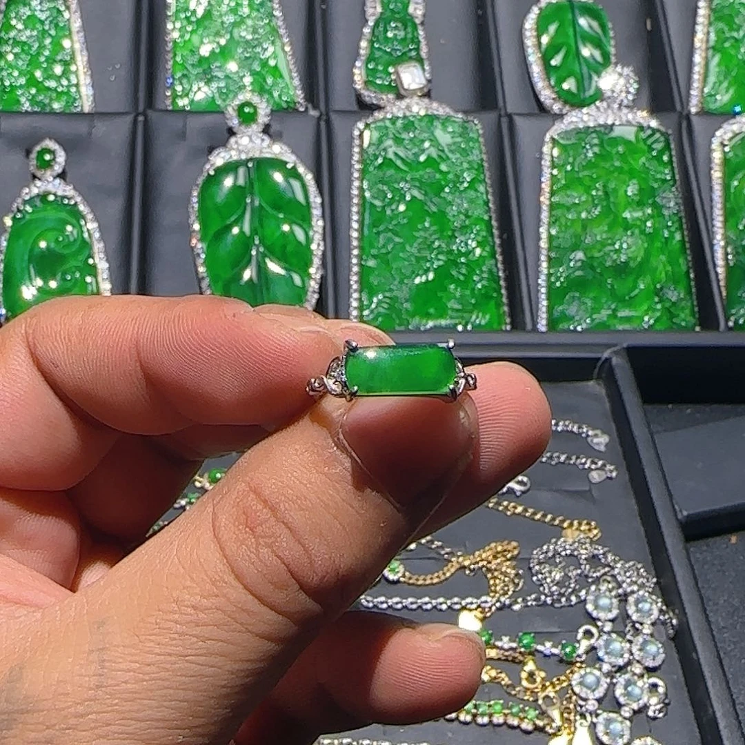 翡翠银S925镶嵌戒指