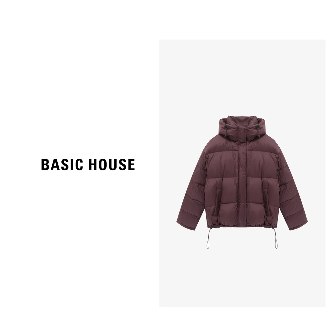Basic House/百家好连帽保暖百搭休闲宽松简约羽绒服-B06245C3452