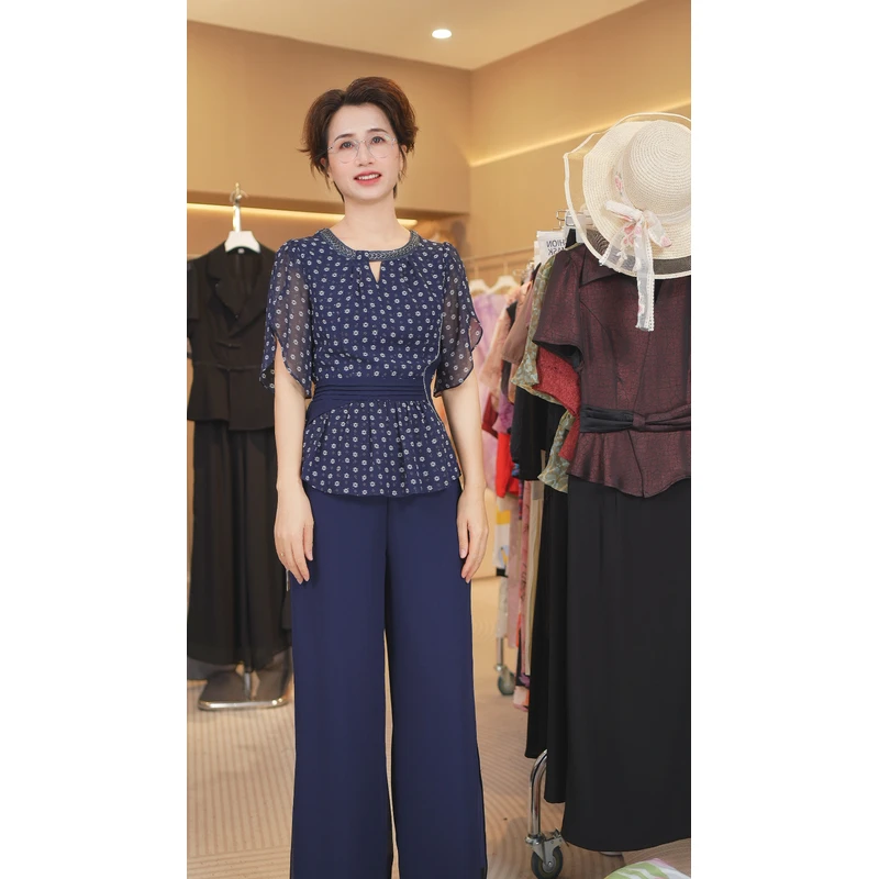 M1012 夏装两件套2025年时尚新款中国风休闲气质显瘦轻奢妈妈装