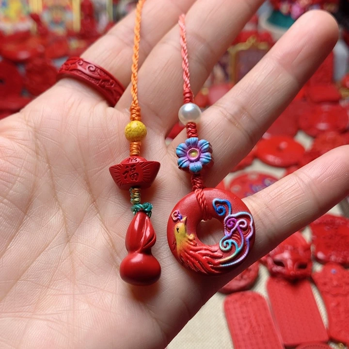 天然辰砂工艺品朱砂手机坠