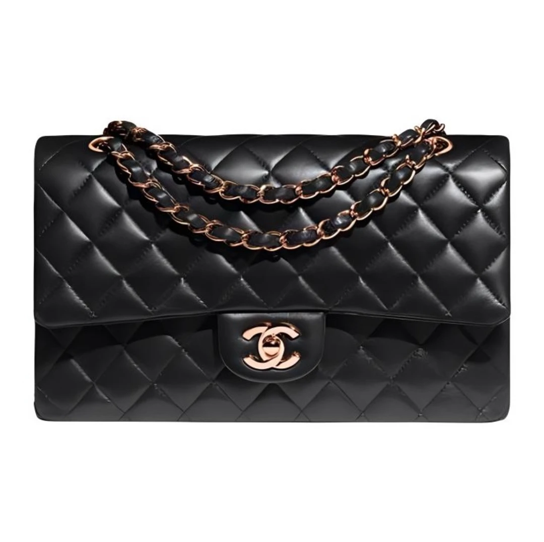 99新 Chanel/香奈儿 黑玫瑰金羊CF小号单肩包腋下包斜挎包22年