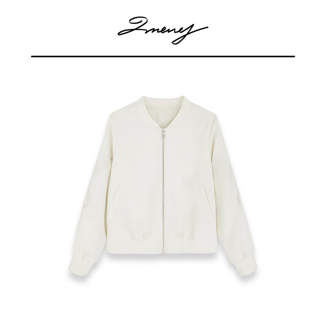 LMENY鸟语花香~刺绣微光缎显瘦棒球服外套25AW010