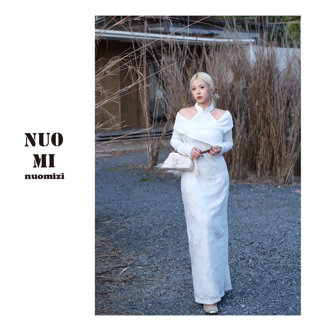 ZOZ糯米子[古典美人]新中式轻国风名媛高级感露肩气质连衣裙女