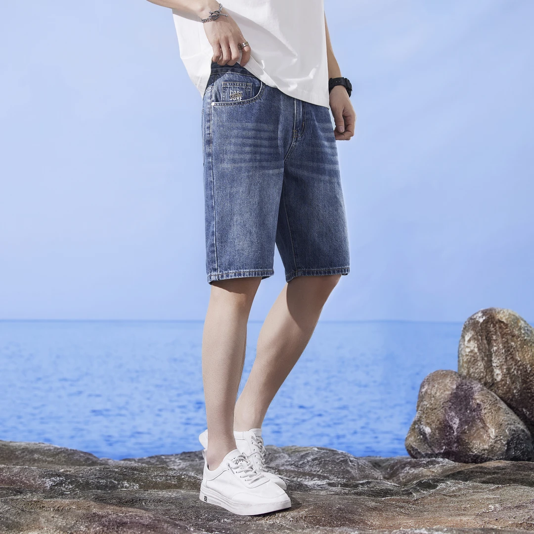 【五分裤】2025简约夏季宽松潮流短裤男潮牌男设计感ins中裤牛仔裤