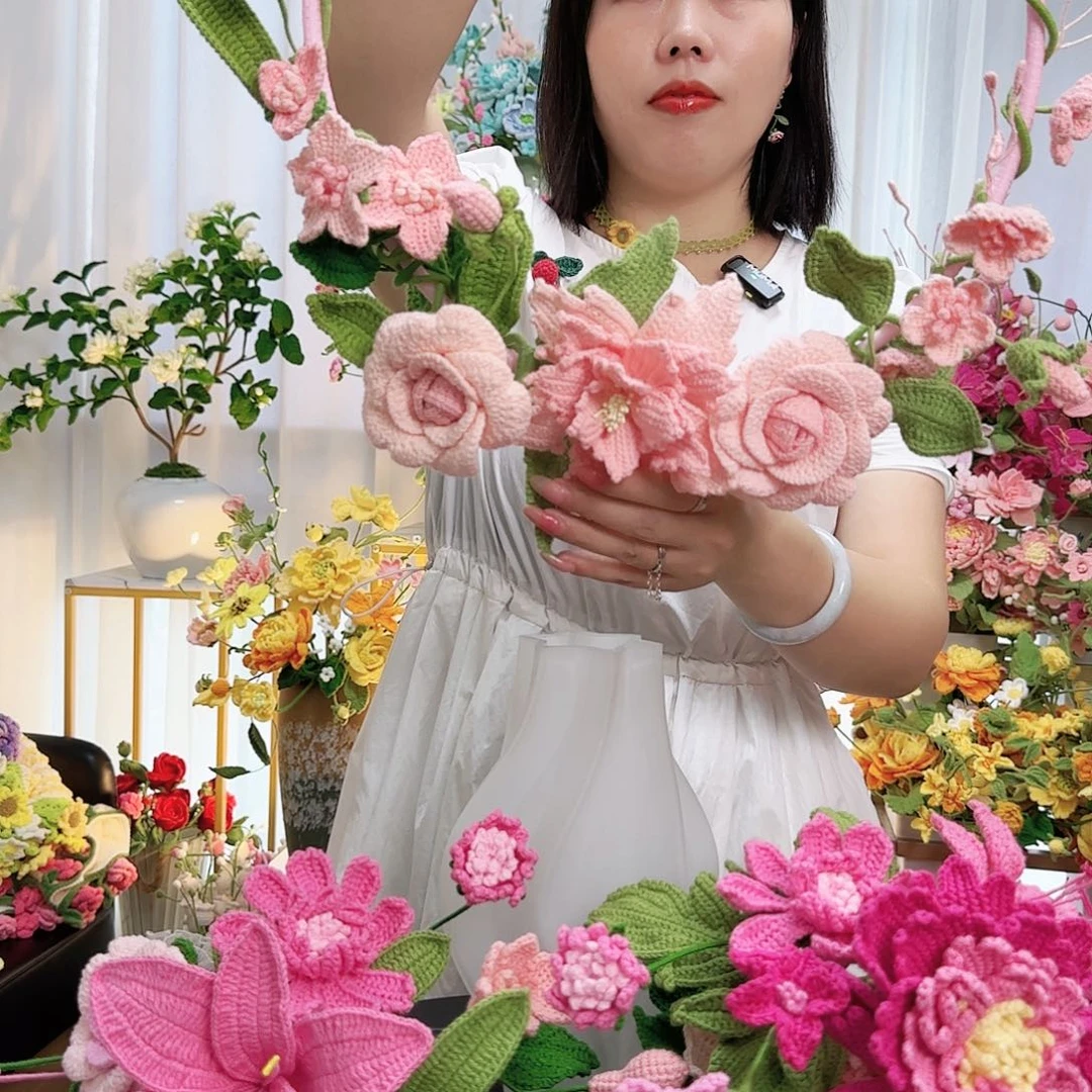 莱赛尔纤维棉手工钩织花束