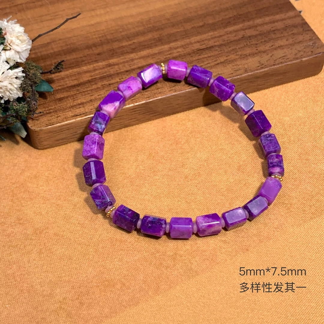 潮生石|18K金镶舒俱来四棱手串/5mm*7.5mm+/多样性发其一/C00205