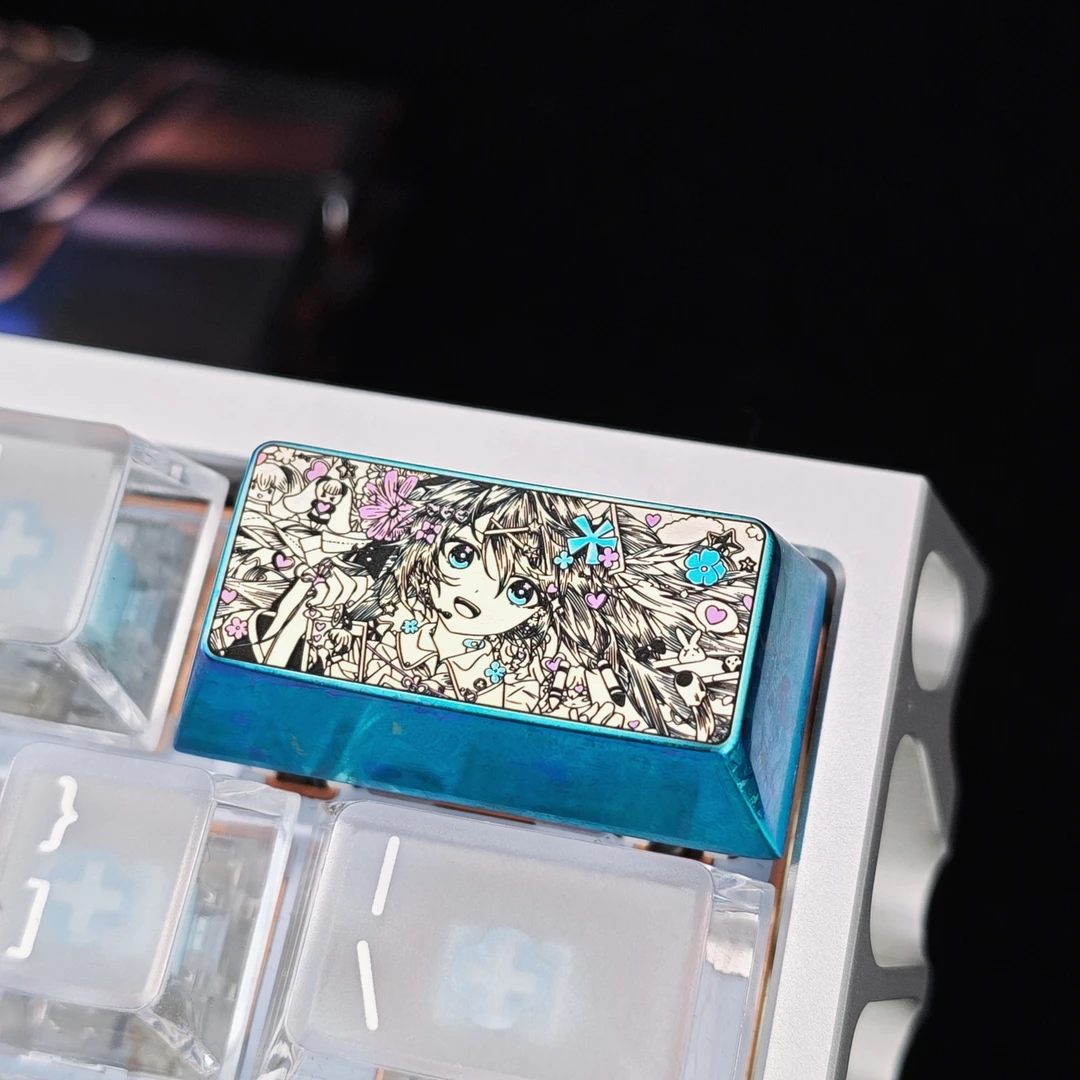 初音未来键帽初音钛合金键帽动漫键帽1u原神金属键帽键盘键帽