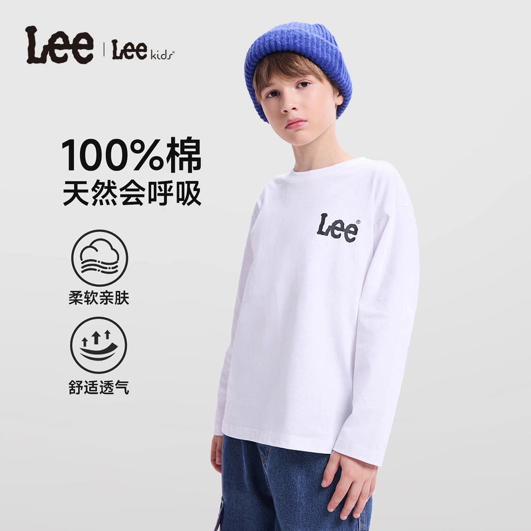 Lee儿童春季童趣风长袖圆领100%纯棉T恤男童女童长袖LK5X2SUT0474