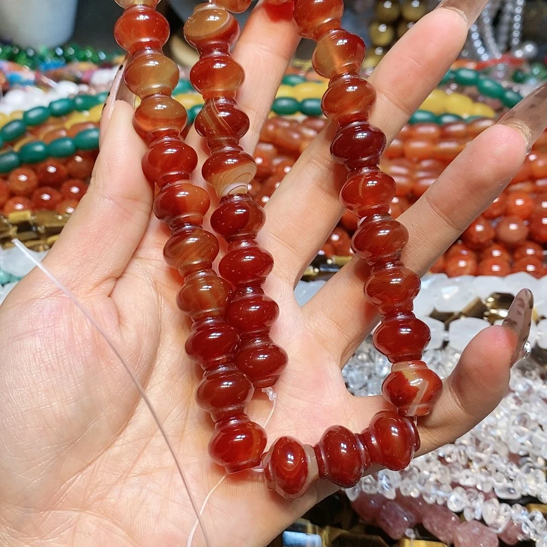 玛瑙/玉髓散珠天然红玛瑙灯笼14mm一条