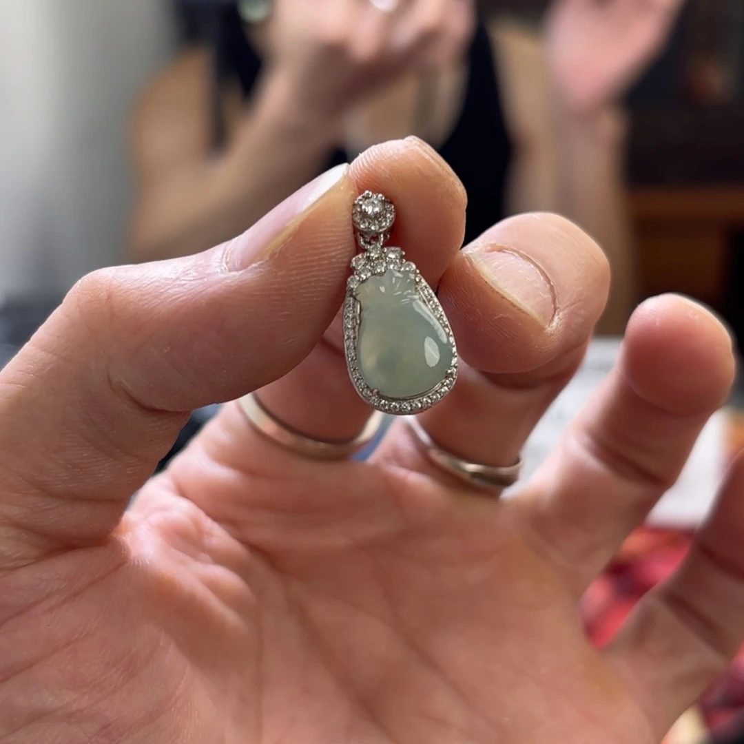 翡翠银S925镀金镶嵌颈饰