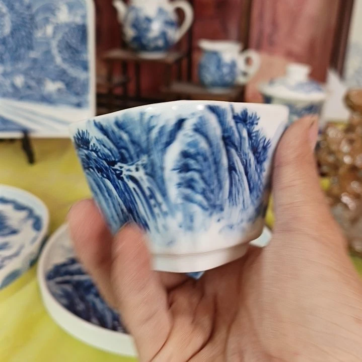 盘冰*泉景德镇手绘釉下彩手绘