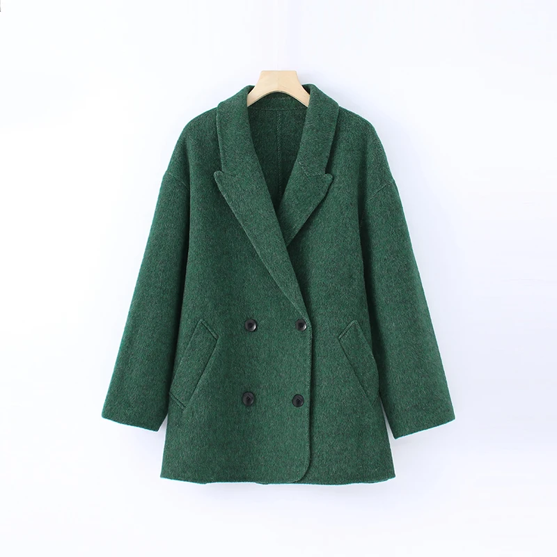 【25010】高级感莱赛尔羊毛大衣气质四粒扣毛呢外套-禁水洗