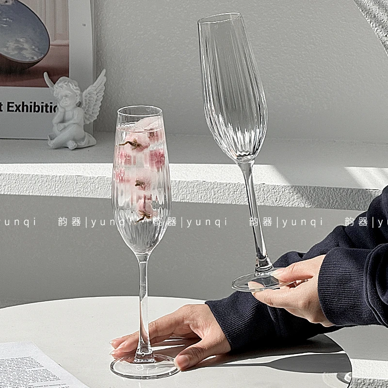 韵器ins玻璃高脚杯笛型加厚香槟杯鸡尾酒甜酒高颜值浪漫氛围酒杯