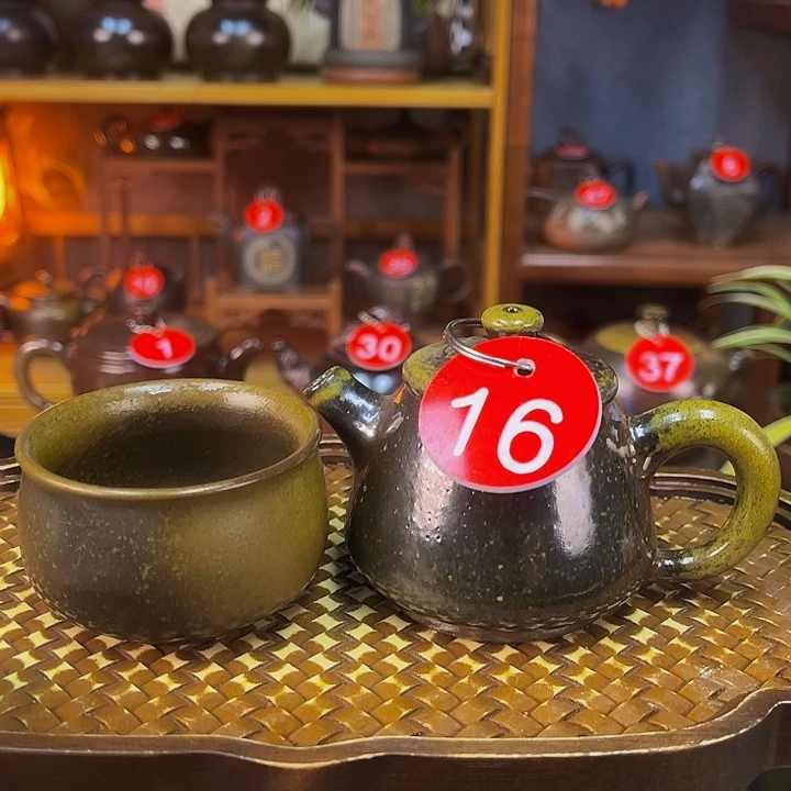 蛟龙精品柴烧小品小高瓢70毫升一壶一杯