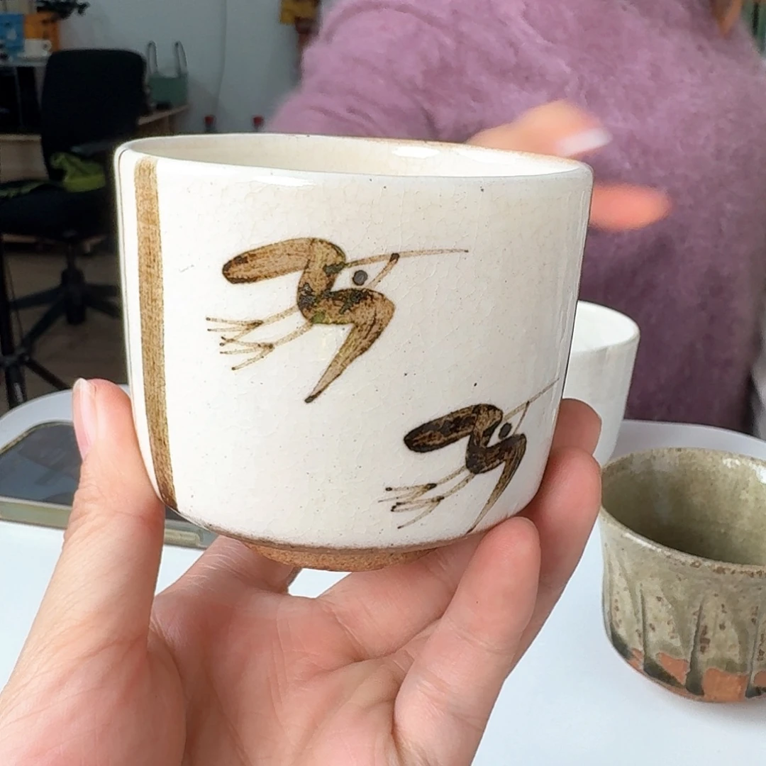 瓷片唐津烧千鸟茶杯浅色200ml