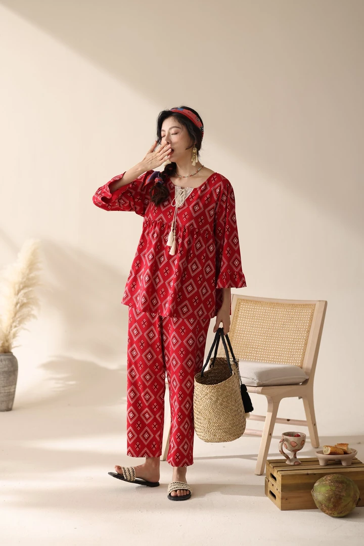 佐雅丹梵希开供暖可穿女士七分袖长裤套装