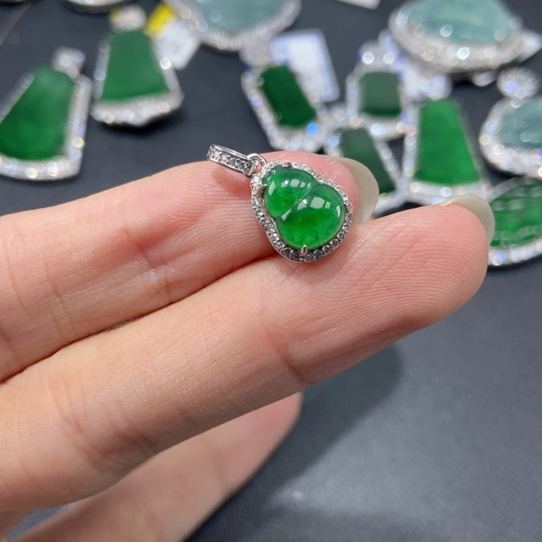 翡翠银S925镶嵌吊坠(不含链)