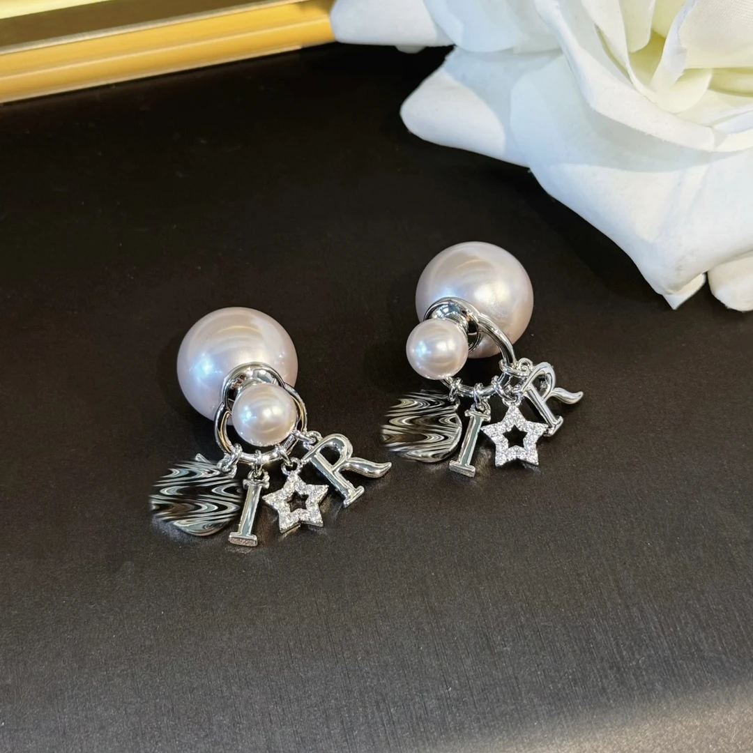 合金仿珍珠耳饰 杨杨babytime 重奢两戴字母星星莫奈紫仿珍珠耳钉