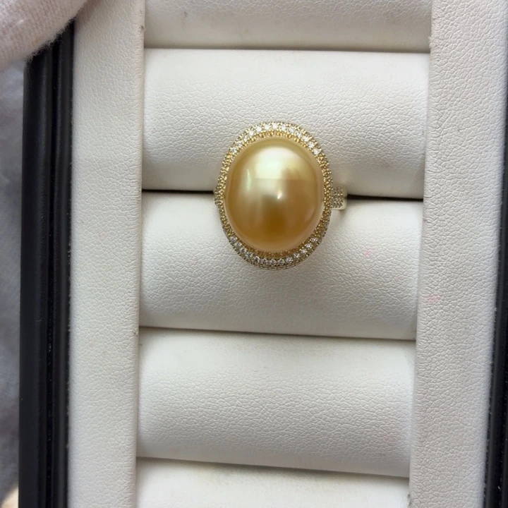 戒指银S925镶嵌海水珍珠