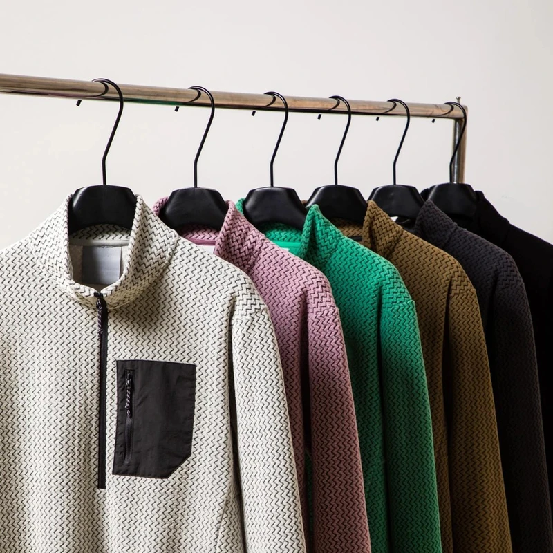 轻盈保暖 户外秋冬男女款波浪纹时尚通勤半拉链立领抓绒卫衣2470