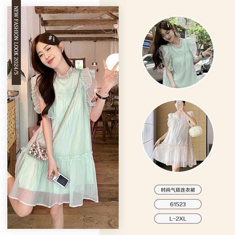 夏季新品气质减龄时尚飞袖连衣裙-61523