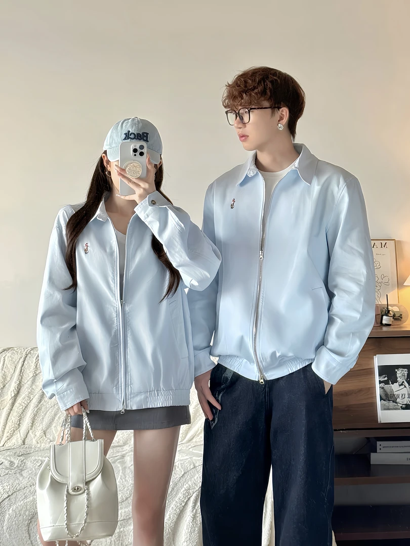 情侣装秋季港风宽松型时尚刺绣潮流短款短外套运动外套