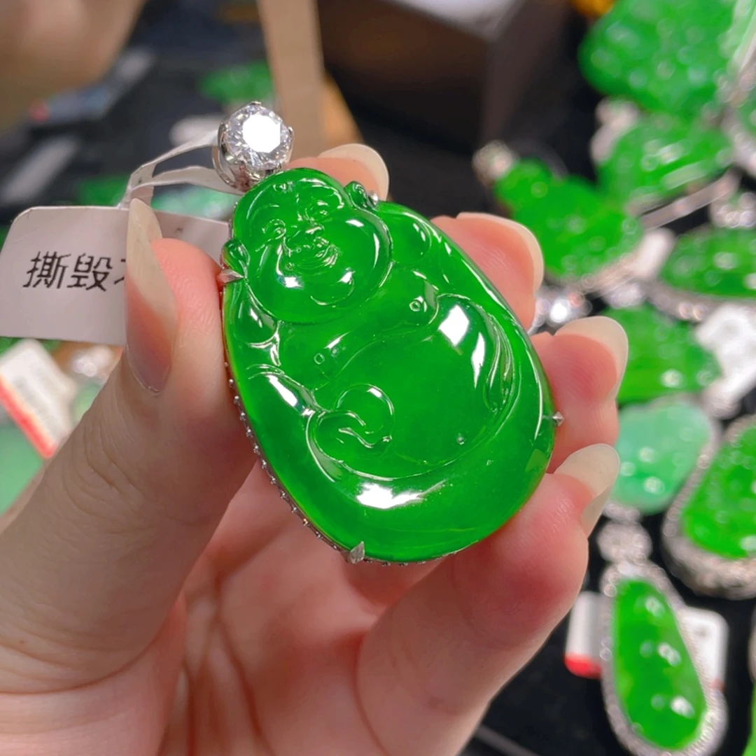 天***兰吊坠(不含链)银S925镶嵌翡翠