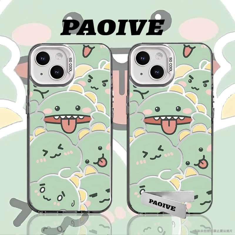 满屏恐龙适用苹果华为vivoiPhone小米三星防摔彩银手机壳