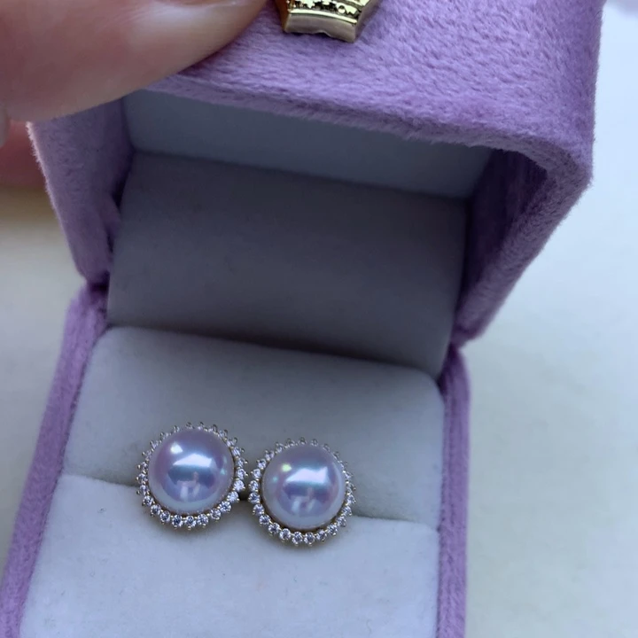 淡水珍珠耳饰18K金镶嵌嘎*