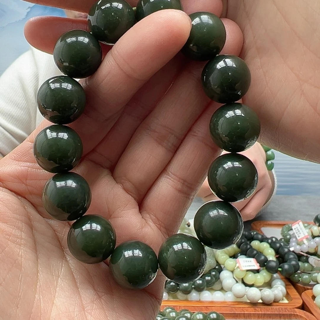 和田玉手串未镶嵌16青黄口