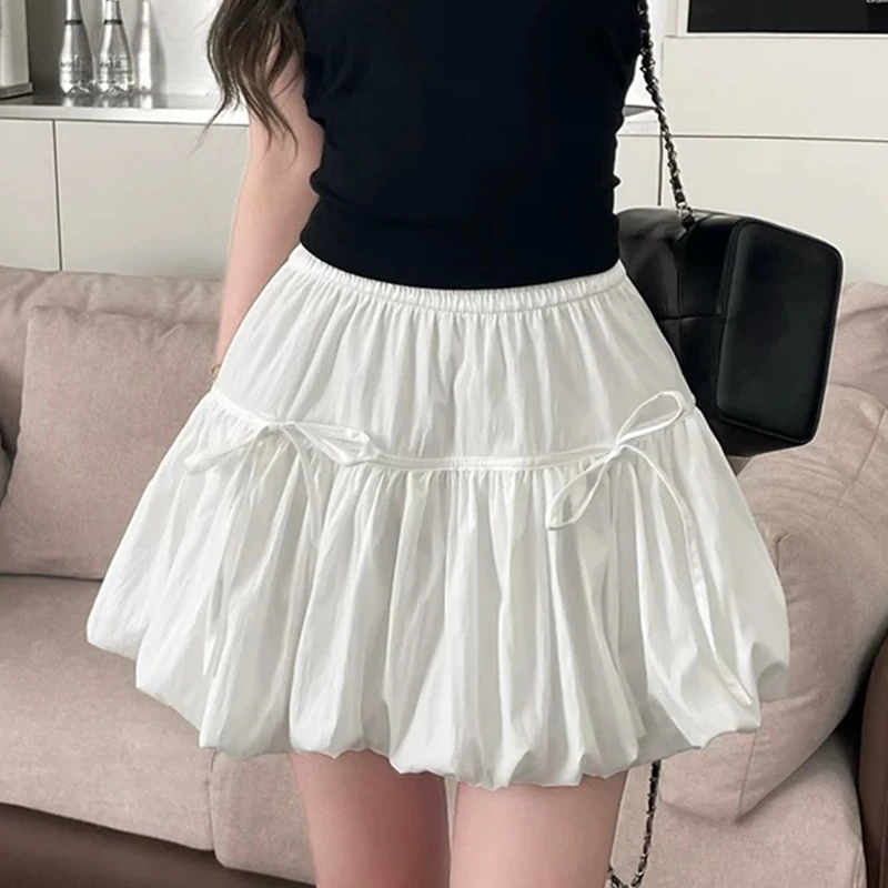 女童中大童2025新款半身裙系扣蝴蝶结夏季花苞裙短裙韩版时尚洋气