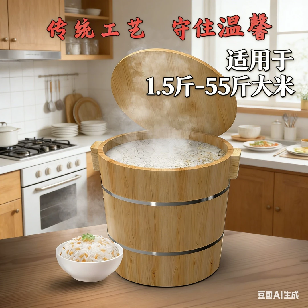 蒸饭木桶家用杉木蒸子蒸米饭甑子大号商用传统手工小号木蒸饭桶