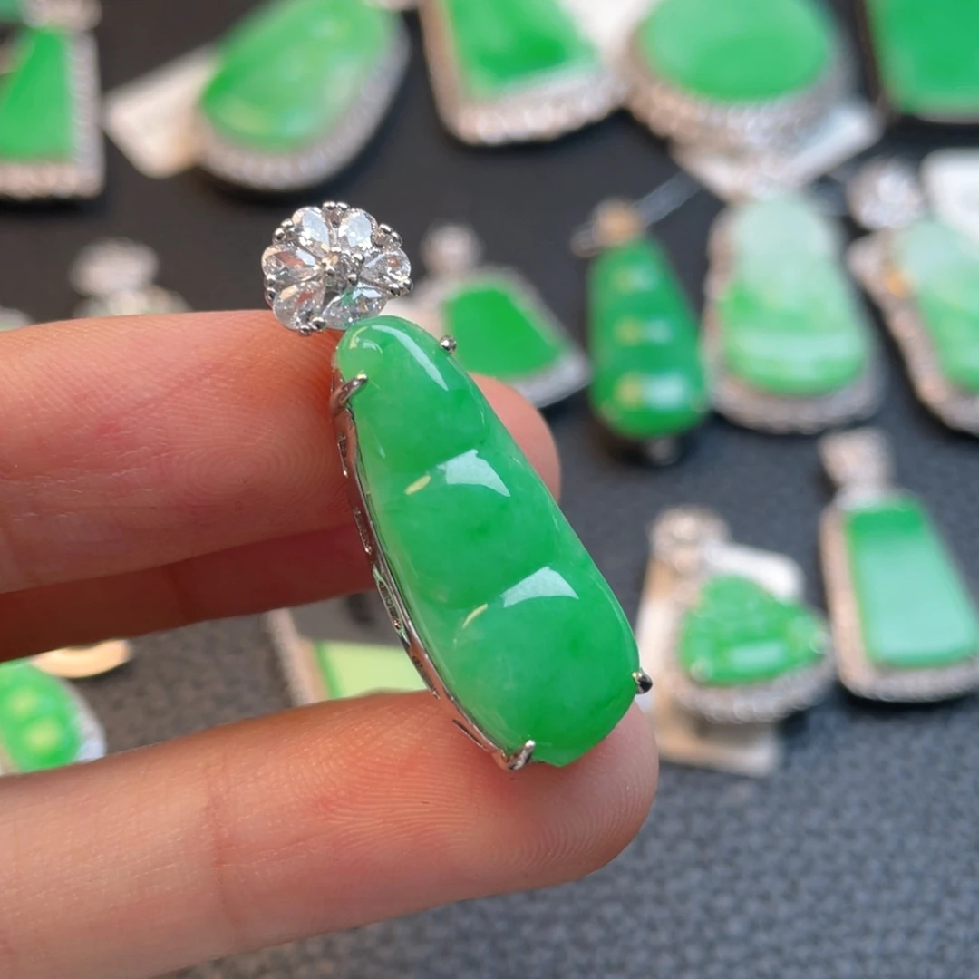 翡翠银S925镶嵌吊坠(不含链)