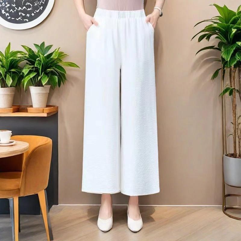 天丝亚麻白色夏季薄款网红款九分裤九分裤女夏薄款女款爆款裤子