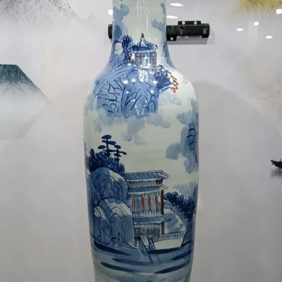 瓶景德镇落地花瓶一米手绘一对