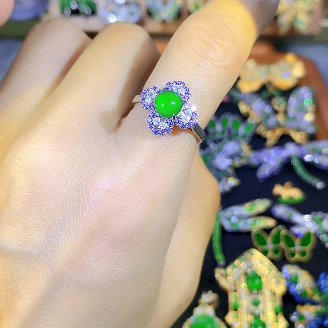 吊坠(不含链)银S925镶嵌翡翠