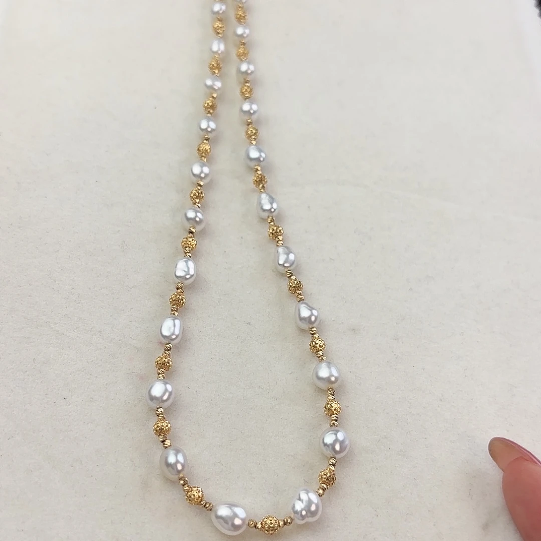 颈饰18K金镶嵌海水珍珠