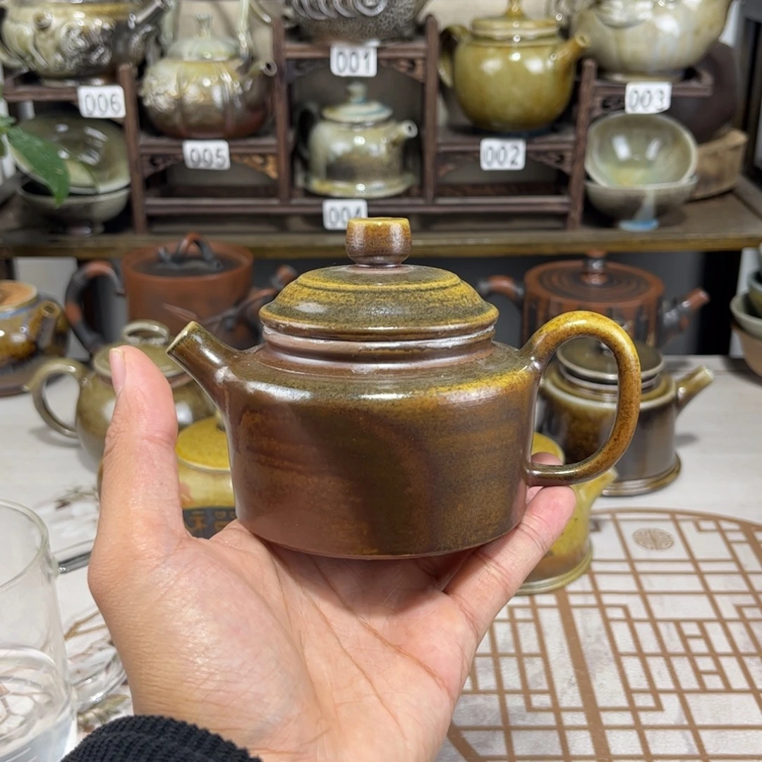 180cc白泥柴烧德钟壶，古法传承裸坯柴烧