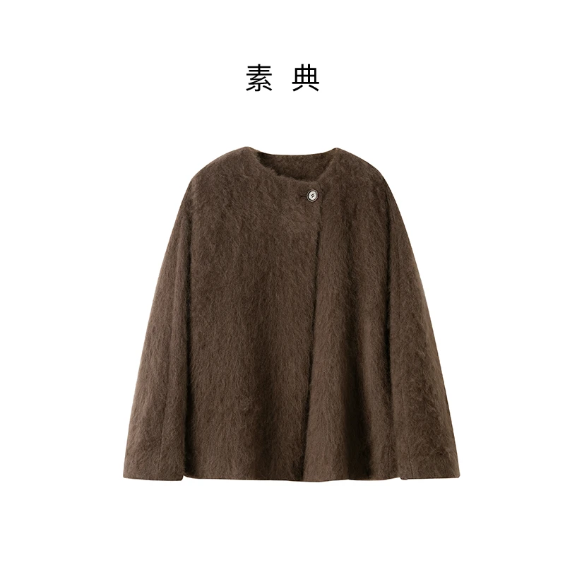 素典【重磅拉绒款毛呢】100绵羊毛拉绒工艺毛呢大衣气质贵气5763